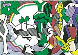 Roy Lichtenstein Famous Paintings - Landscape with Figures, 1980